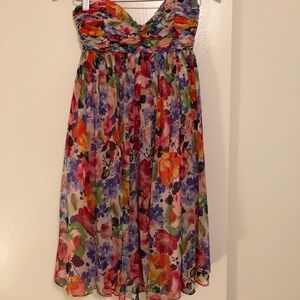 Floral silk chiffon Betsey Johnson mini dress